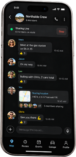 Driftd squad chat on iPhone